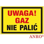 ZNAK  BEZPIECZEŃSTWA Z-19G-P „Uwaga! Gaz nie palić”