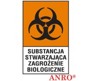ZNAK  BEZPIECZEŃSTWA ZZ-130CH1 ''Substancja stwarzająca zagrożenie biologiczne''