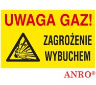 ZNAK  BEZPIECZEŃSTWA ZZ-27G ''Uwaga Gaz! Zagrożenie wybuchem''