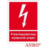 Znak ochrony ppoż.„Przeciwpożarowy wyłącznik prądu” płyta żółta Z-31P