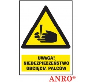 ZNAK  BEZPIECZEŃSTWA Z-30O1 „Uwaga! Niebezpieczeństwo obcięcia palców”. 